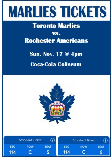 TORONTO MARLIES TICKETS