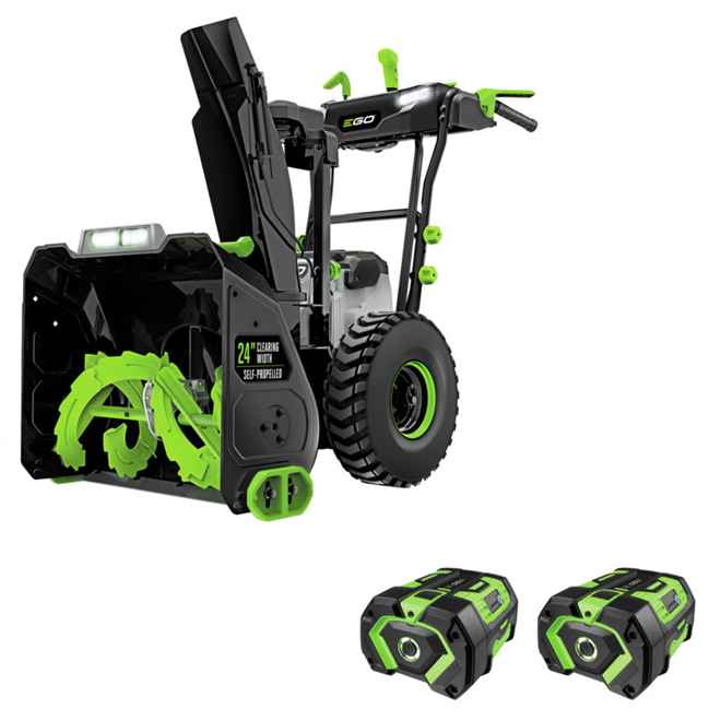 Ego 56 volt cordless snowblower with 2 batteries & dual port charger