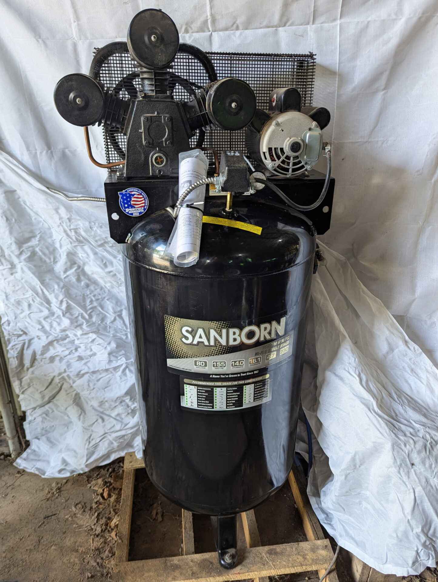 Sanborn 80 gallon air compressor