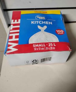 Great value package of 100 kitchen small white garbage bags