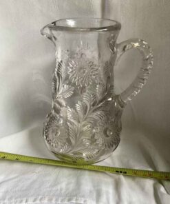 Miller Glass Co. Hobstar and Feather Pressed GlassPitcher