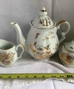 50th Anniversary Tea Pot, cream and sugar
