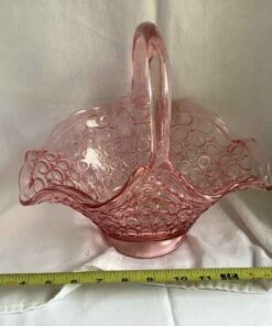 Thumbprint pattern Cranberry Basket 10”
