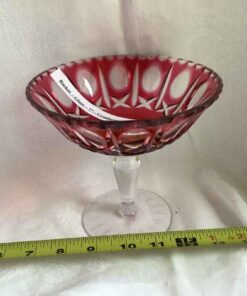 Cranberry Footed Candy Dish 7”
