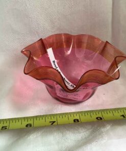 1880-1900 Stevens & Williams Threaded Glass Cranberry Bowl