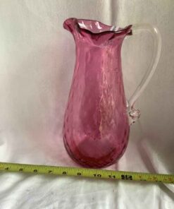 Quilted Diamond 10” Cranberry Pitcher