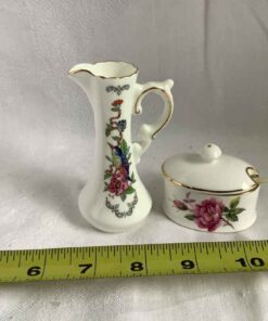 Salt dish with lid and spoon and Oil Cruet
