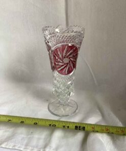 Clear and Ruby Glass Vase Bleikristall