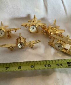 Brass Airplane Clock Paperweights (5)