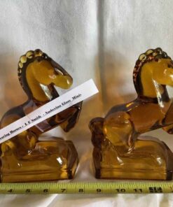 LE Smith Amber Glass Book Ends