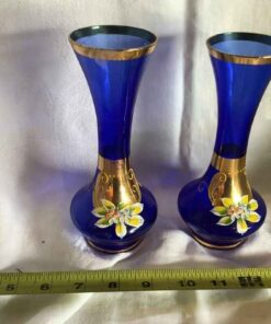 Bohemian Cobalt Blue Vases (2)