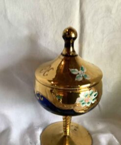Bohemian Cobalt Blue Glass Covered Candy