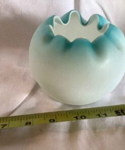 Fenton Satin Glass Rose Bowl - Blue
