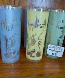 Vintage Coloured/frosted Arabian Themed bar glasses