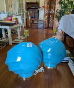 Aqua blue sea shell table lamps - no shades