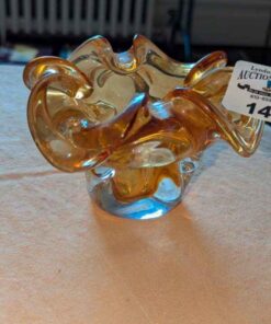 Amber and clear art glass bowl