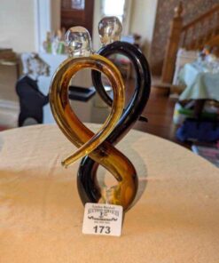 Unique black & amber Art glass figure