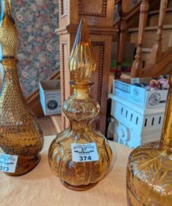 Vintage Amber Genie Bottle Decanter