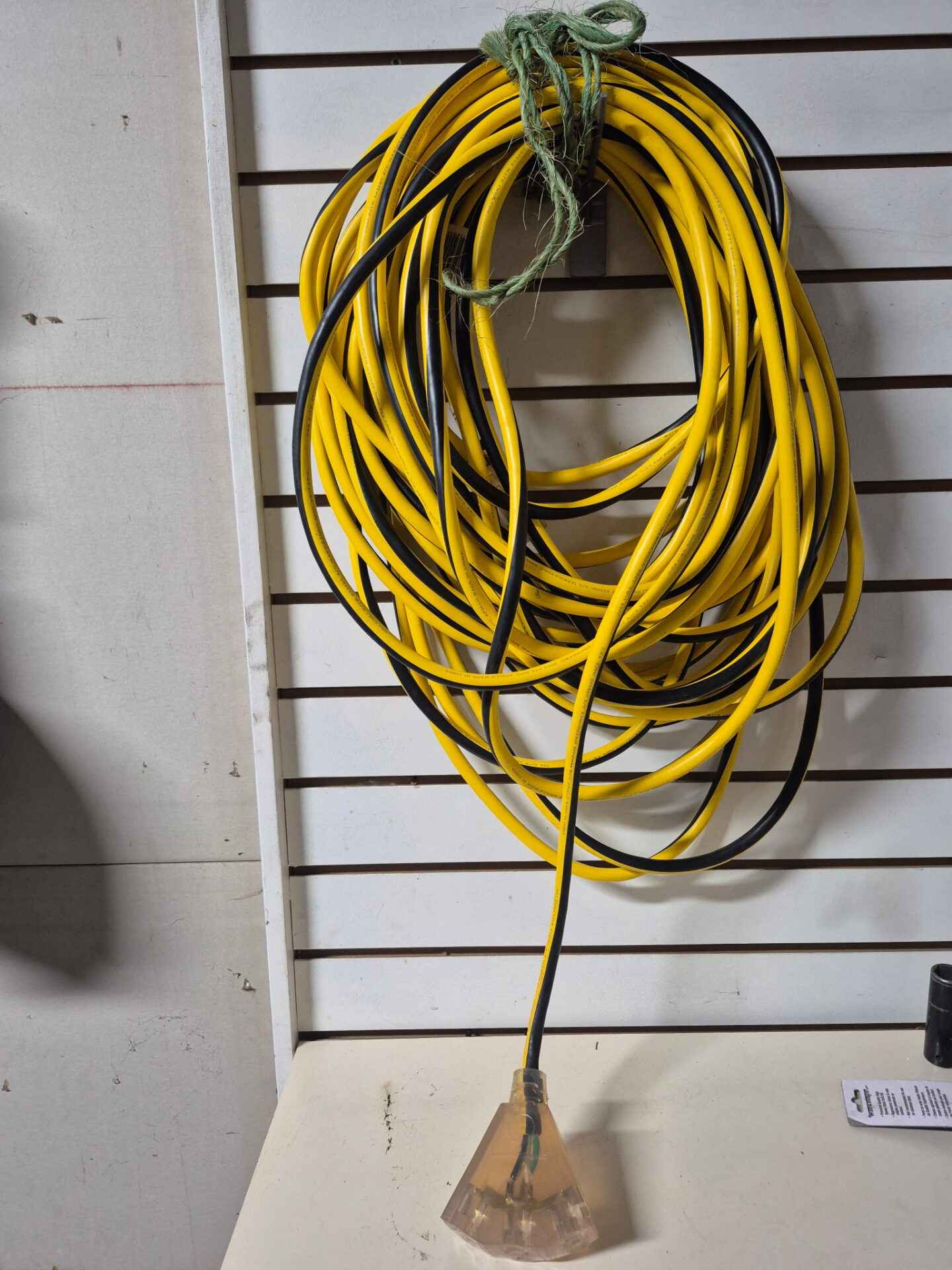 heavy duty 12 3 extension cord with triplex approximately 100 ft long