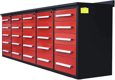 25 drawer tool bench used excellent condition bearing slider drawers 113 in wide 28 in deep 36 in high stainless steel top