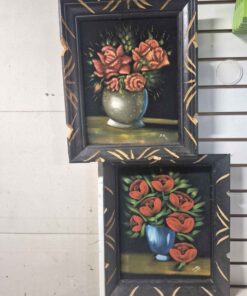 QTY 2 floral canvas wall hangings