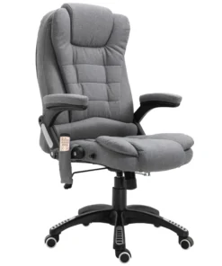 6 Point Vibrating Massage Home Office Chair High Back Executive Chair with Reclining Back, Swivel Wheels, Grey