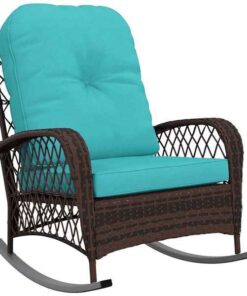Rattan Outdoor Rocking Chair with Soft Cushion