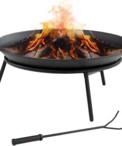 Portable Fire Pit w/ Poker - Black
