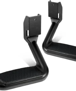 Aluminum Side Hoop Steps Universal Side Step Compatible with Chevy GMC Dodge Pickup Trucks SUVs, 11" L x 6" H x 12" W, 2 Pcs, Black, SSTEP-BK