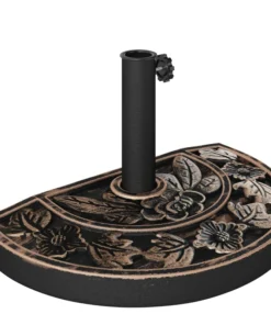 20 lbs Half Round Patio Umbrella Base 20" Outdoor Decorative Resin Parasol Stand Holder For Φ1.5", Φ1.9" Pole, Bronze