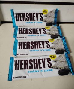 Qty 4 Hershey cookies and cream chocolate bars
