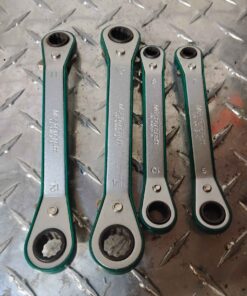 Set of four mastercraft ratcheting double end wrenches