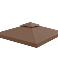 10' x 10' Square 2-Tier Gazebo Canopy Replacement Top Cover Outdoor Garden Sun Shade, Coffee