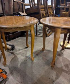 Round wooden side table