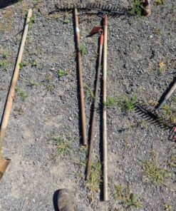 Pair of rakes and hoe
