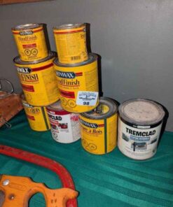 Assorted stains and rust paint