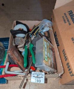 Assorted hand tools, v belt, etc