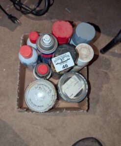 Assorted paints, lubricant, etc
