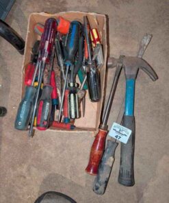 Screwdrivers, hammer, measure tape, etc