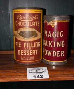 Vintage Rawleigh's Chocolate and Magic Baking powder tins