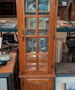 Curio cabinet with mirrored back and glass shelf inserts