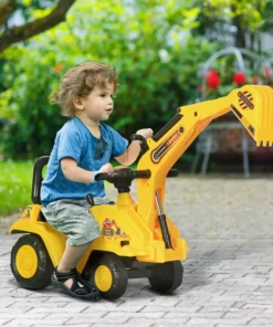 3 in 1 Ride On Toy Excavator Digger Scooter Pulling Cart Pretend Play Construction Truck
