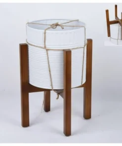 Home Trends Metal Round Planters with Wood Stand