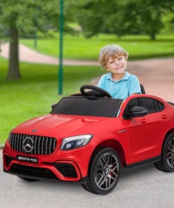 12V/7AH Kids Ride on Car, Mercedes Benz AMG GLC63S Coupe, Electric Car with Remote Control, Handle, 2 Speed, with Music, Electric Light, Easy to Move, Red