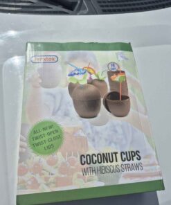 Coconut cups with hibiscus straws