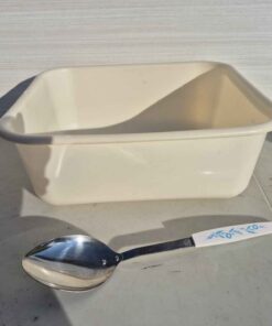 Dish pan and large spoon