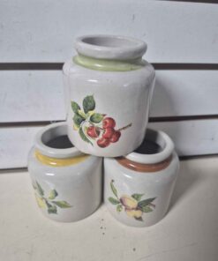 Three stoneware mini pots