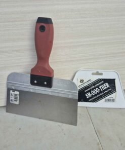 Plastic putty and metal drywall scraper