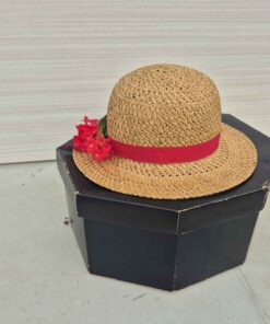 Ladies hat with black hexagon storage box