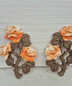 Set of 2 orange rose design wall hangings